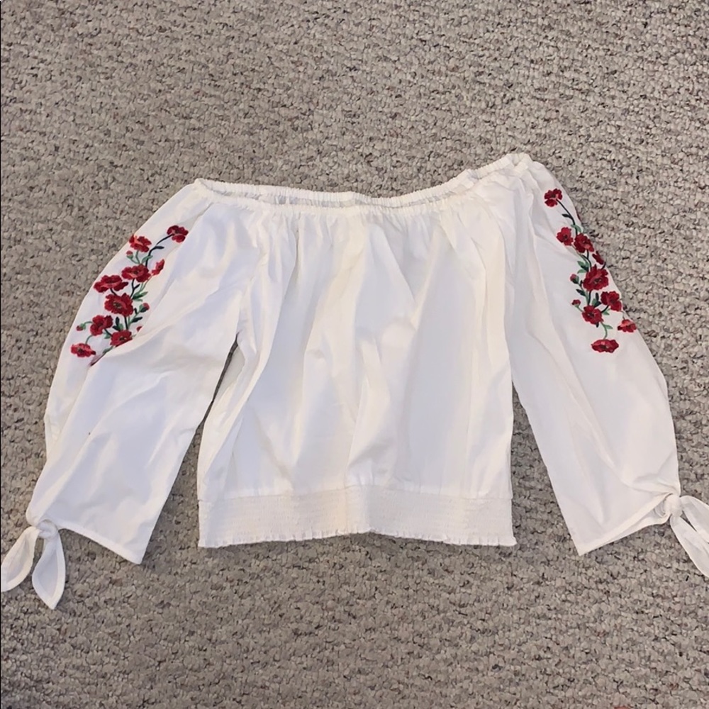 Flower off the shoulder shirt